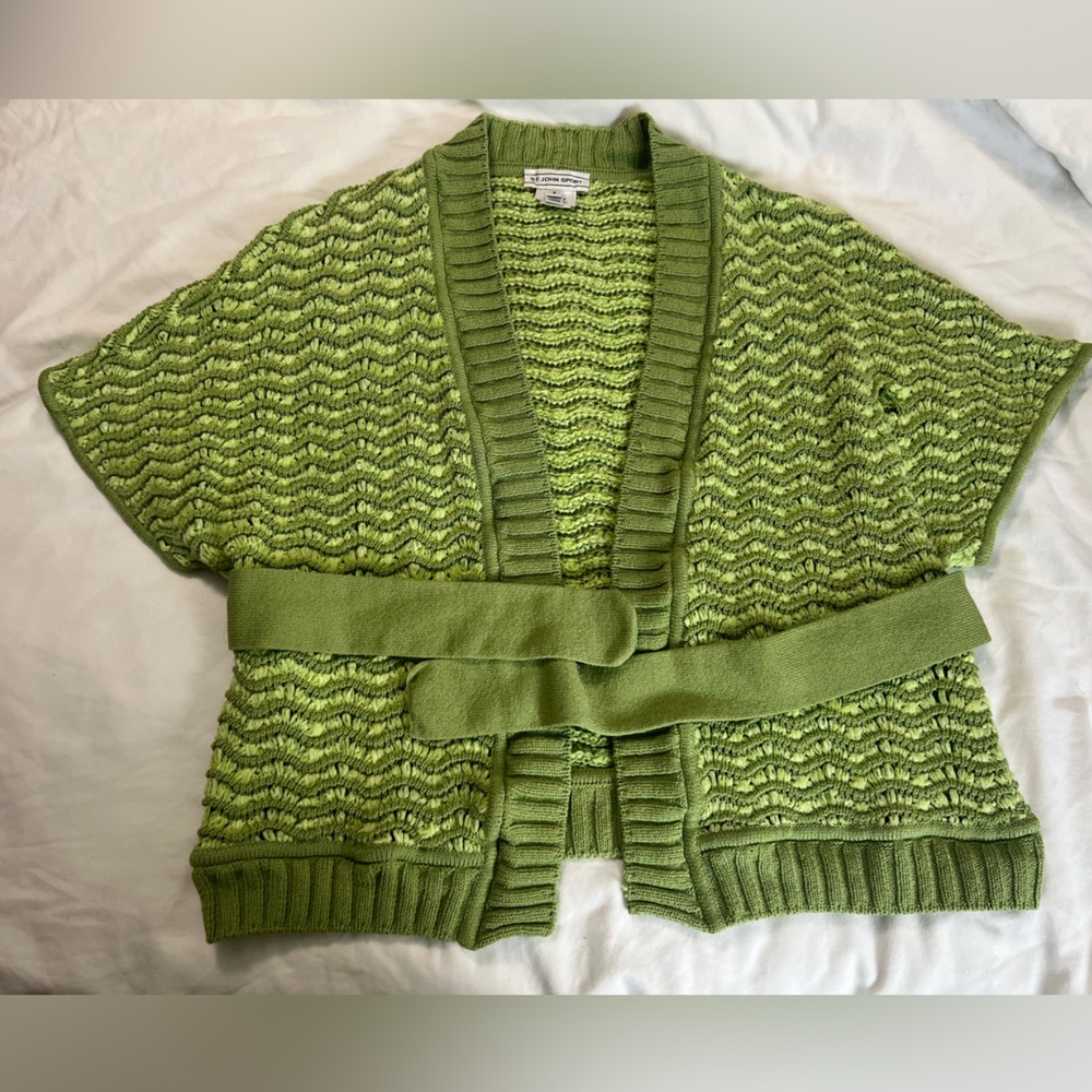 St. John Sport Green Cardigan Sweater - Size Small - READ
